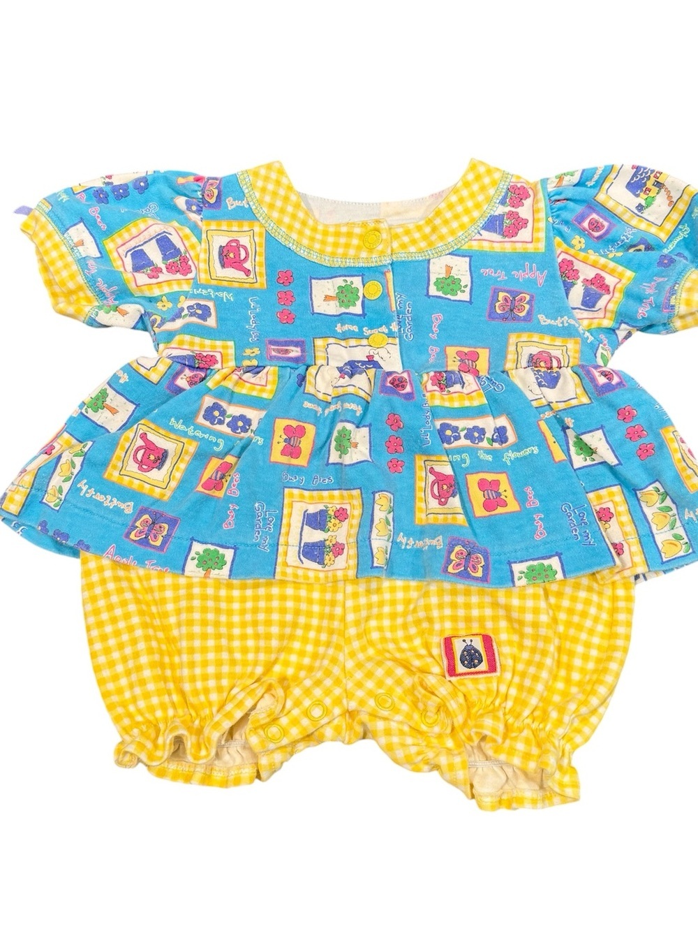 Vintage McKids 0/3 month garden cottagecore romper outfit baby girl 90s bold